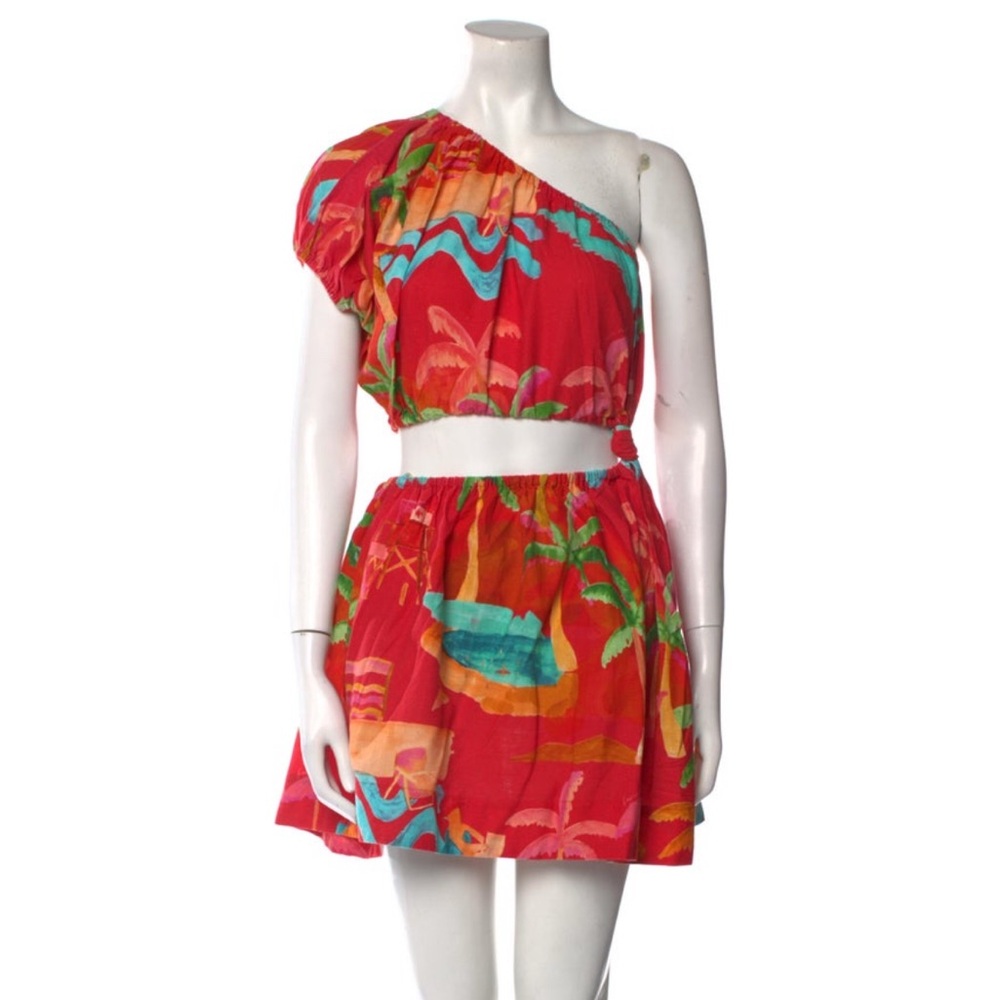 Farm Rio Printed One-Shoulder Mini Dress